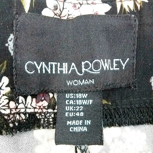SOLD CYNTHIA ROWLEY Womens Floral Print Pants Size 18W - Picture 6 of 7